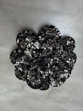 5" sequin black brooch or hair clip